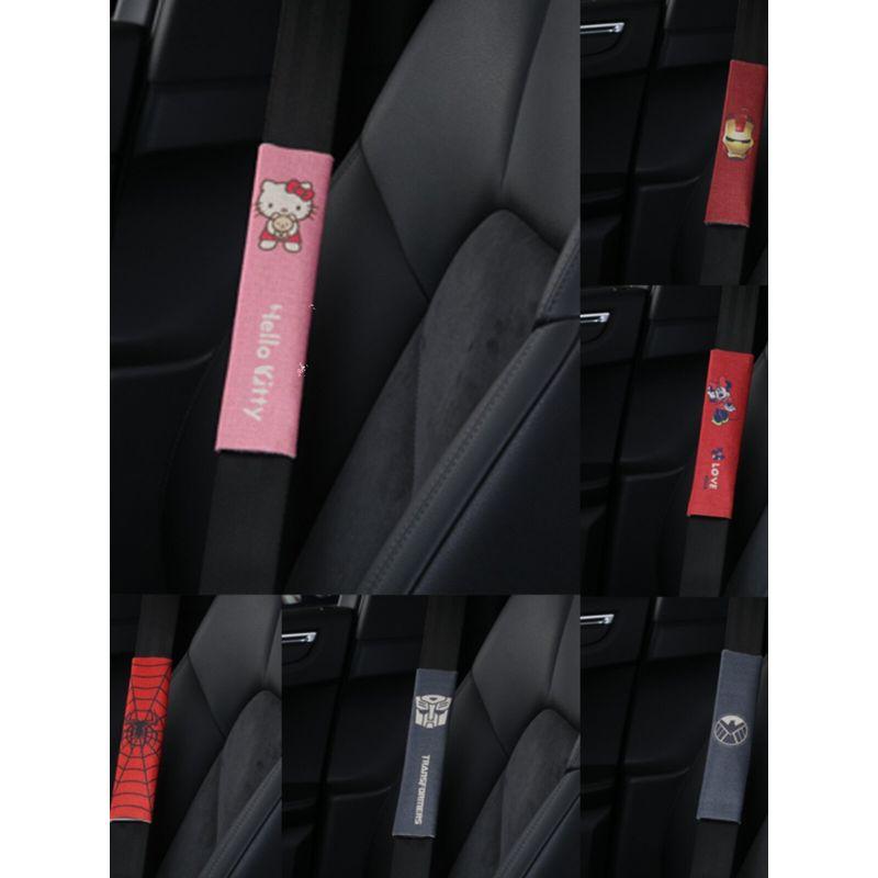 Creative All Year Round Car Safety Belt Shoulder Pad Cover Cute Universal Linen Safety Safety Belt Plaid Sheath Decorations