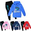 Kids Cartoon Cotton Hoodie And Joggers Set For Active Play And Casual Wear
