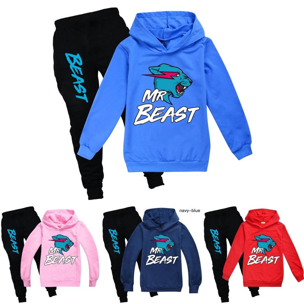 Kids Cartoon Cotton Hoodie And Joggers Set For Active Play And Casual Wear