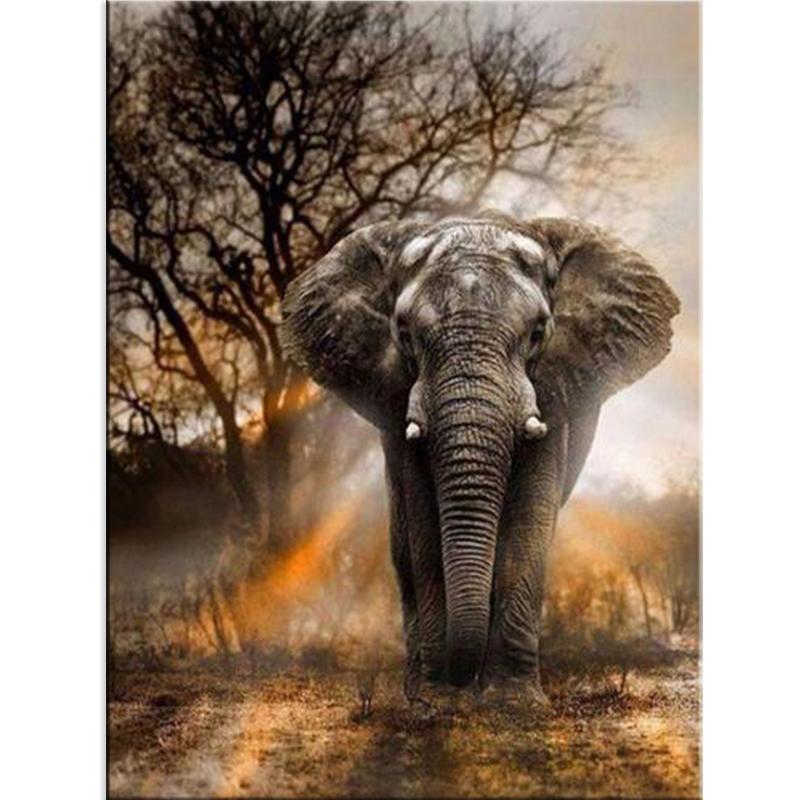 DIY Elephant 5D Diamond Painting Full Round Drill Animal Diamond Embroidery Cross Stitch Mosaic Kits Wall Art Gift Home Decor