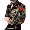 Men's Flower Tiger 3D Printed Long Sleeve Shirt