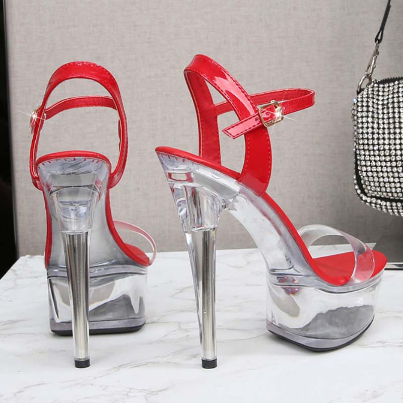 Женские прозрачные туфли на каблуке со стразами, босоножки на высоком каблуке, женские прозрачные свадебные туфли на каблуке 20 см, на платформе 10 см LFD