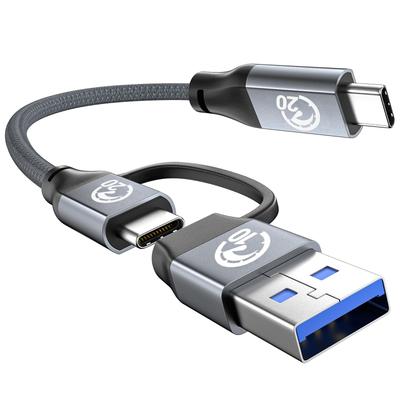 UseBean 240 Вт USB C Ультрабыстрый USB Gen 2 20 Гбит/с Данные 4K 60 Гц Видео Нейлоновый Совместимый с iPhone iPad Galaxy и Другими Устройствами Кабель, 0,2 м, PD3.1