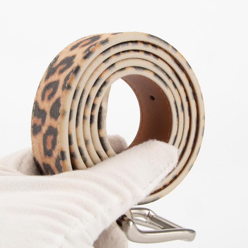 Trendy Leopard Print Genuine Leather Belt for Women with Pin Buckle High-quality Versatile Simple Jeans Decorative Belt for Women