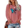 Retro Beautiful Half Butterfly Half Rose Printed Women's Long Sleeved T-shirt