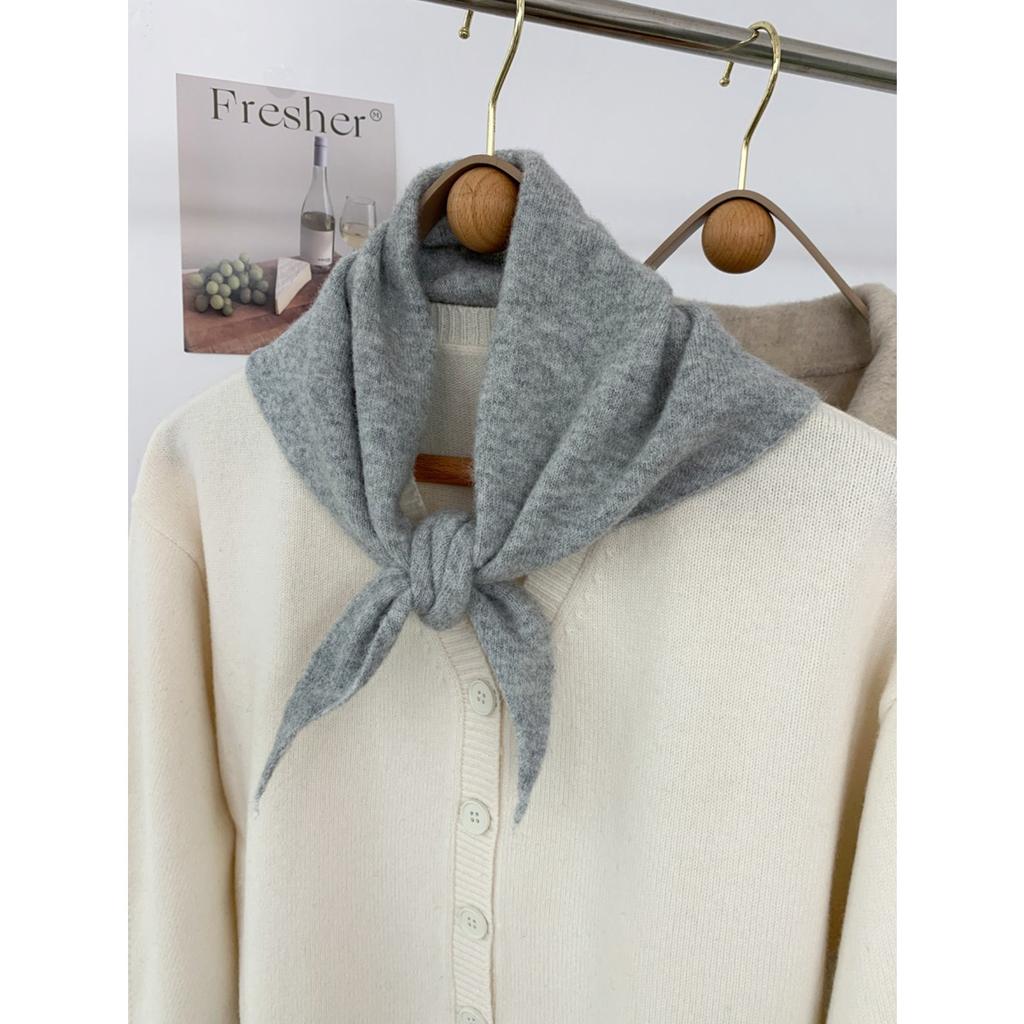 Шерстяной Темперамент, Треугольный Шарф против старения, Вязаная Маленькая Шаль для Женщин на Осень и Зиму, Универсальная Корейская Версия, Завязывается и Носится на Плечах