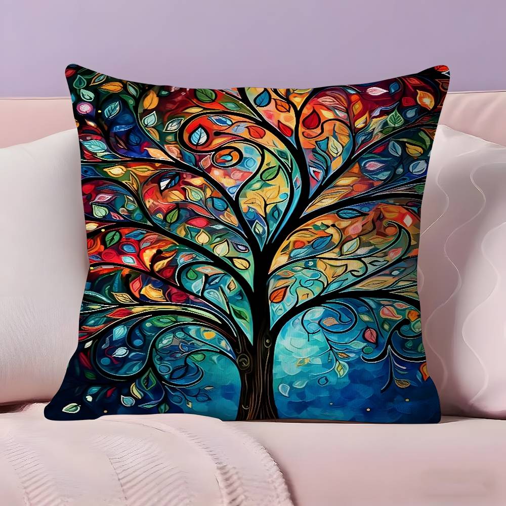 Colored Tree Pillow Case Ultra Soft Skin Friendly Fabric Cloud Like Comfort & Concealed Zipper