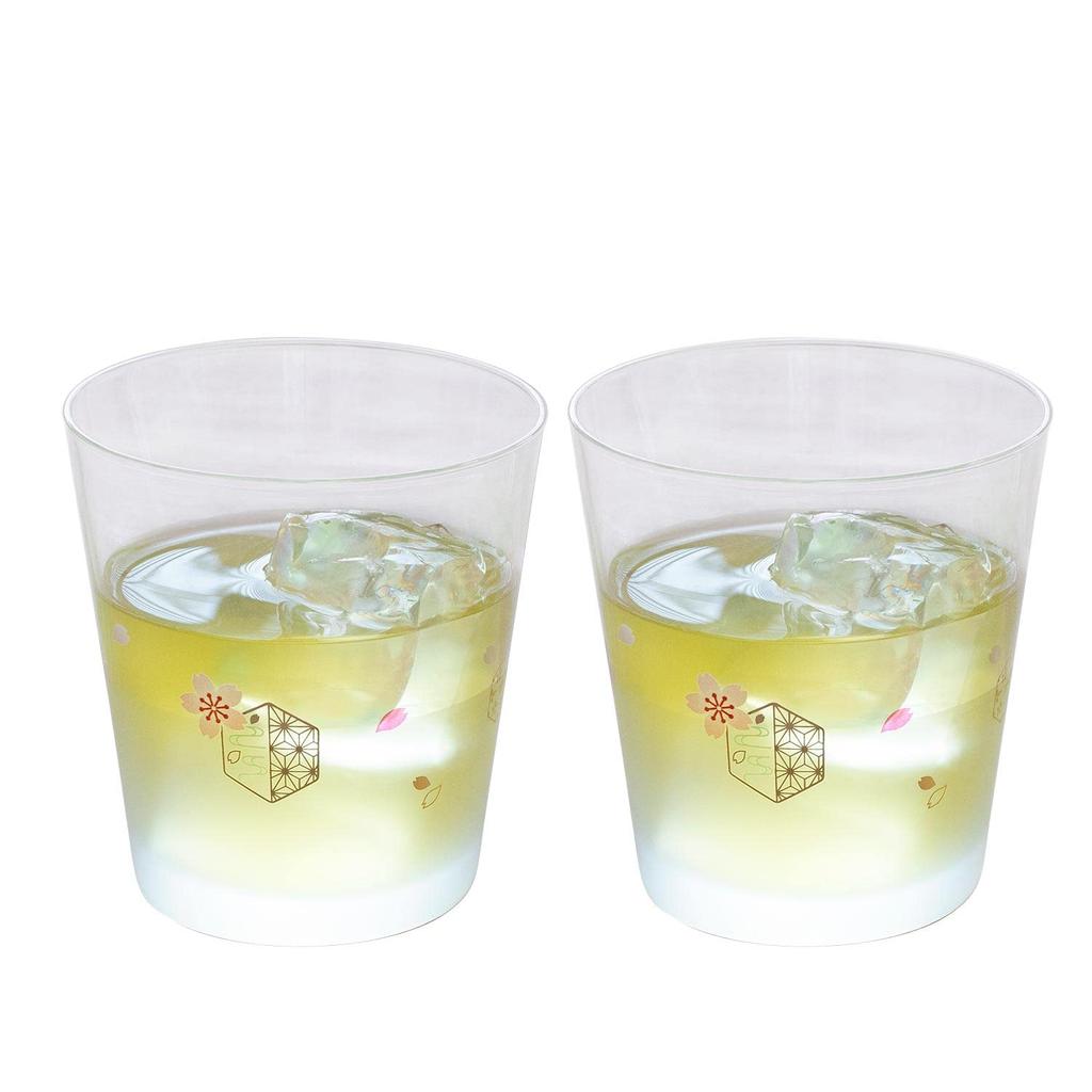 Toyo Sasaki Glass Wagokoro Pair of Free Glasses with Sakura Pattern, 285ml, Made In Japan, Floral Pattern Glass Cups, Gift, G102-T289