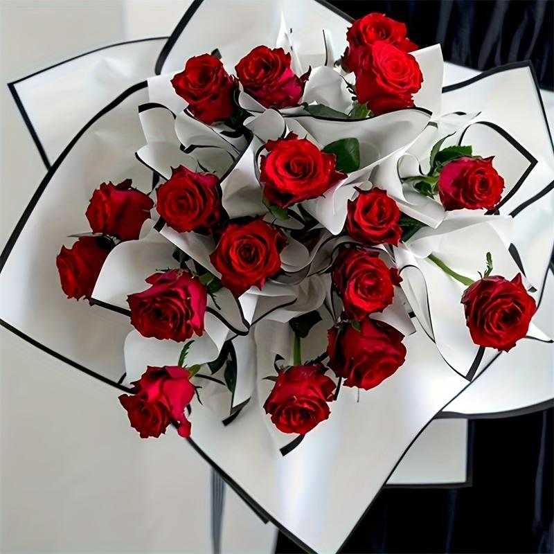 20pcs/pack Black And White Border Line Edge Matte Film Waterproof Wrapping Paper Florist Packaging Materials Flower Wrapping Paper