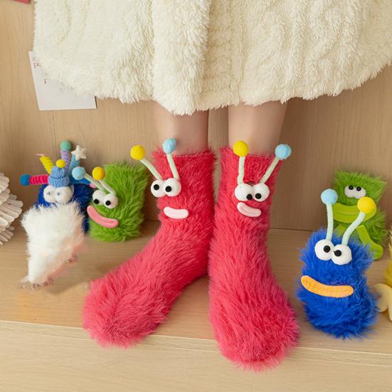 Funny Fuzzy Socks Cute Cartoon Fluffy Slipper Socks Women Men Warm Plush Crew Socks for Indoor Wear Sleep Holidays Birthdays Gift