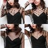Women's Korean Style Sheer Black Mesh Long Sleeve Top