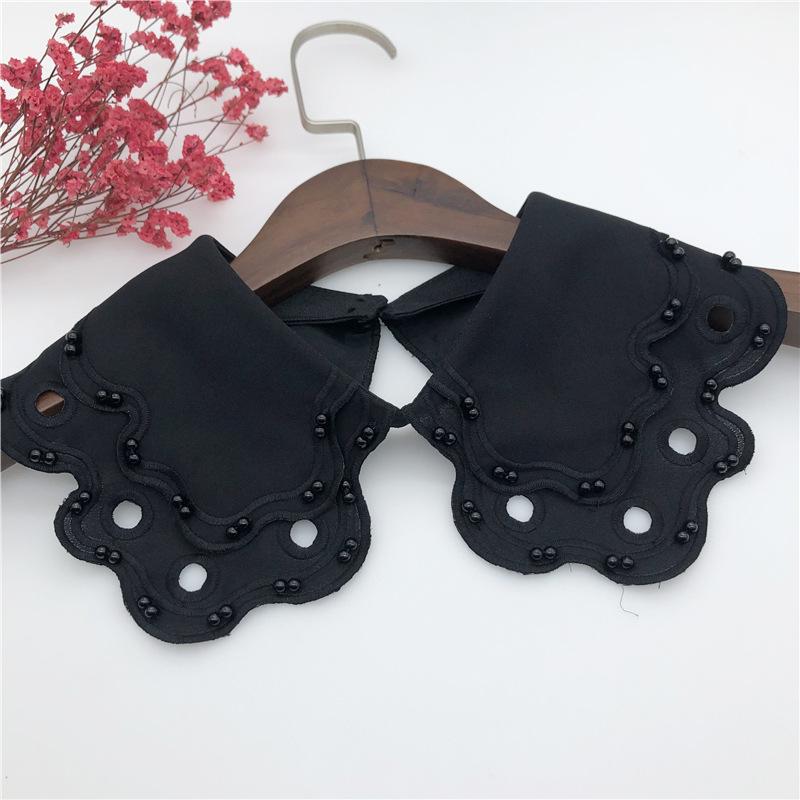 Embrodiery Neckline Collar Cover Lace Flower Bead Peter Pan Fake Collar Women Detachable Collars Removable Lapel False Faux Col