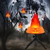 Halloween Flame Light LED Flame Pumpkin Lamp with Tripod Stand for Halloween Indoor Outdoor Decoration
