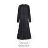 Kaslead New Arrival Women's Clothing Fashion Style Fashion Casual Minimalist Pure Color Small Pleated Patchwork Midi Skirt Dress