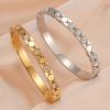 Stainless Steel Square Inlaid Zirconium Hollow Bracelet Women Plated 18k Couple Holiday Gift Bracelet Party Daily Jewelry