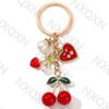 Милый мультяшный вишневый жемчужный сердцевидный эмалированный брелок для ключей Любовный фруктовый брелок для женщин и девочек Ручная работа Подарок на дружбу Набор ювелирных изделий