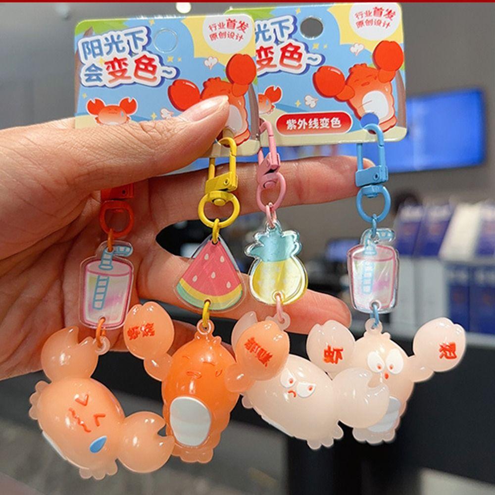 Shrimp Crab Car Key Pendant Uv Sensitivity Bag Hanging Decoration  Backpack