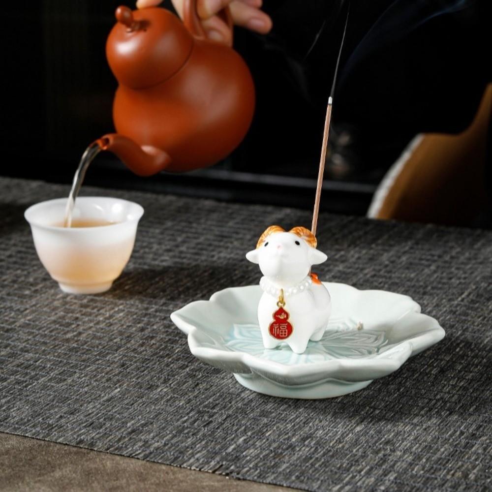 Lamb Bunny Desk Ornaments Zodiac Sheep Incense Holder Aromatherapy Incense Holder Tea Table