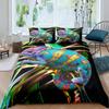Chameleon Duvet Cover Set 3D Wild Animal Theme Twin Bedding Set Wildlife Comforter Cover Boys Green Leaf Polyester Quilt Cover