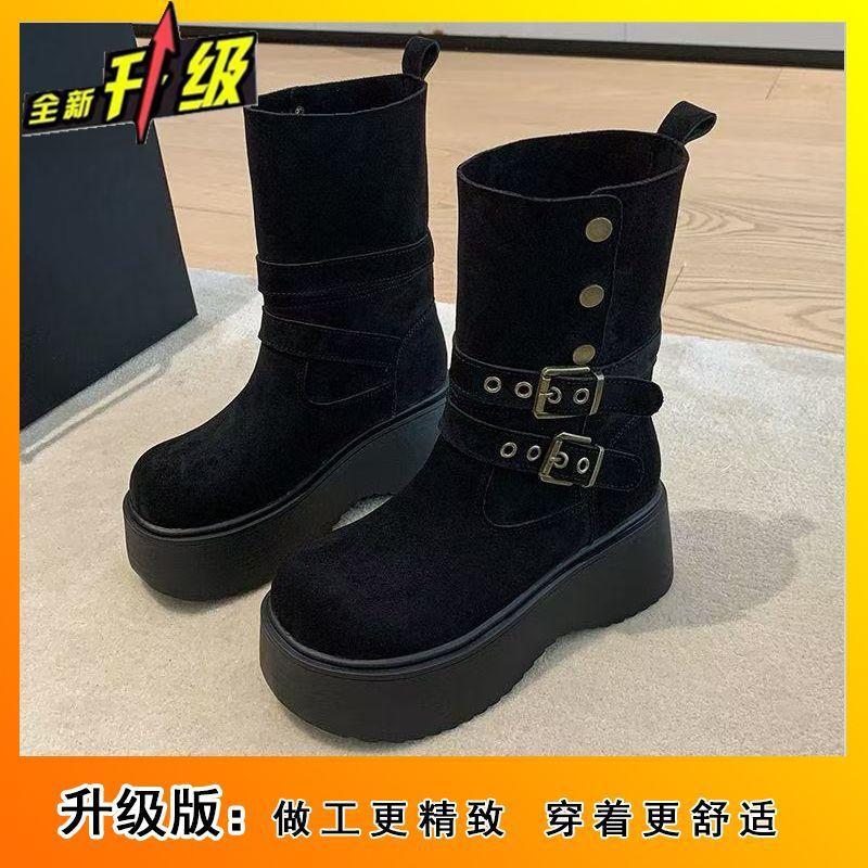 Premium Fleece Snow Boots Women's 2025 Autumn and Winter New Fashionable Versatile Comfortable Platform Women's Mid-boots