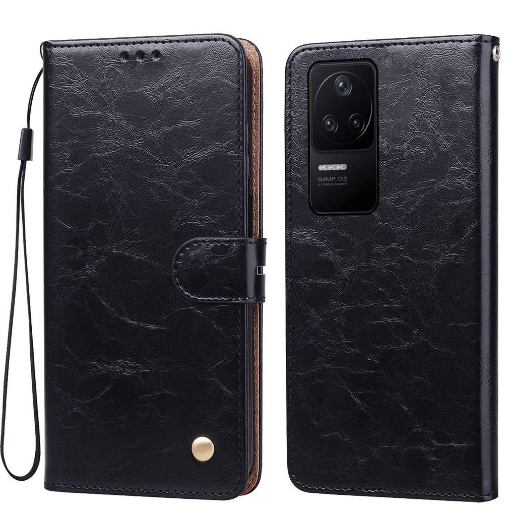 Винтажный чехол-кошелек с текстурой Crazy Horse из ПУ-кожи для Xiaomi POCO F4, с держателем для карт, подставкой, противоударный защитный чехол