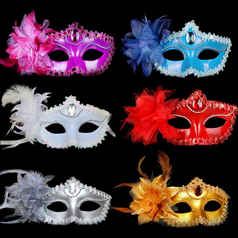 Sexy Diamond Venetian Mask Venice Feather Flower Wedding Carnival Party Performance Purple Costume Sex Lady Mask Masquerade