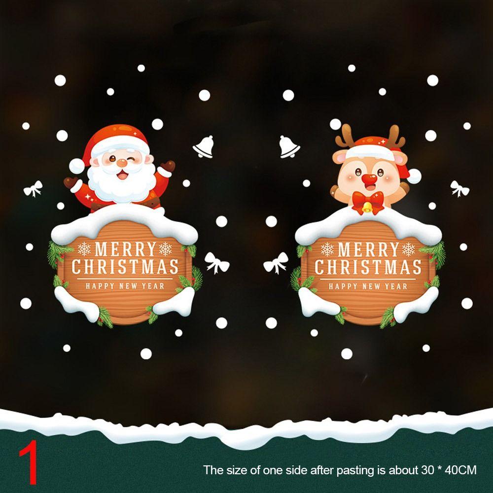 Новогодняя рождественская настенная наклейка Снежинка Санта-Клаус Лось Стеклянная наклейка Подарочная наклейка на окно Домашний декор