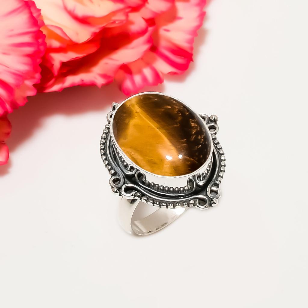 Yellow Tiger Eye - South Africa 925 Sterling Silver Ring V4564, Yellow Ring, Oval Ring, Valentin's Day Gift, Gift For Her, Birthday Gift, Handmade Jew