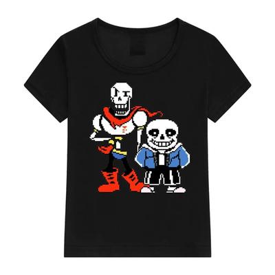 Футболка Undertale Sans and Papyrus с круглым вырезом, повседневная, с принтом, коротким рукавом, в стиле пиксельной графики Y2K.