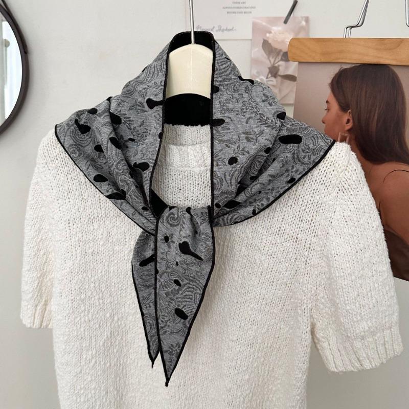 Silk Scarf New Fashion Scarf Scarf Scarf Neck Cotton and Linen Scarf Double-sided Cashew Flower Bag Headscarf Headband Triangle Scarf Waist Tie