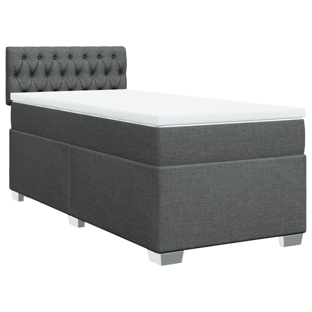 Box Spring Bed with Mattress Dark Gray 90x190 cm Fabric