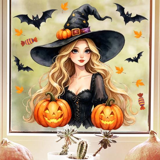 Halloween Window Clings Stickers Black Cat Cute Ghosts Pumpkins