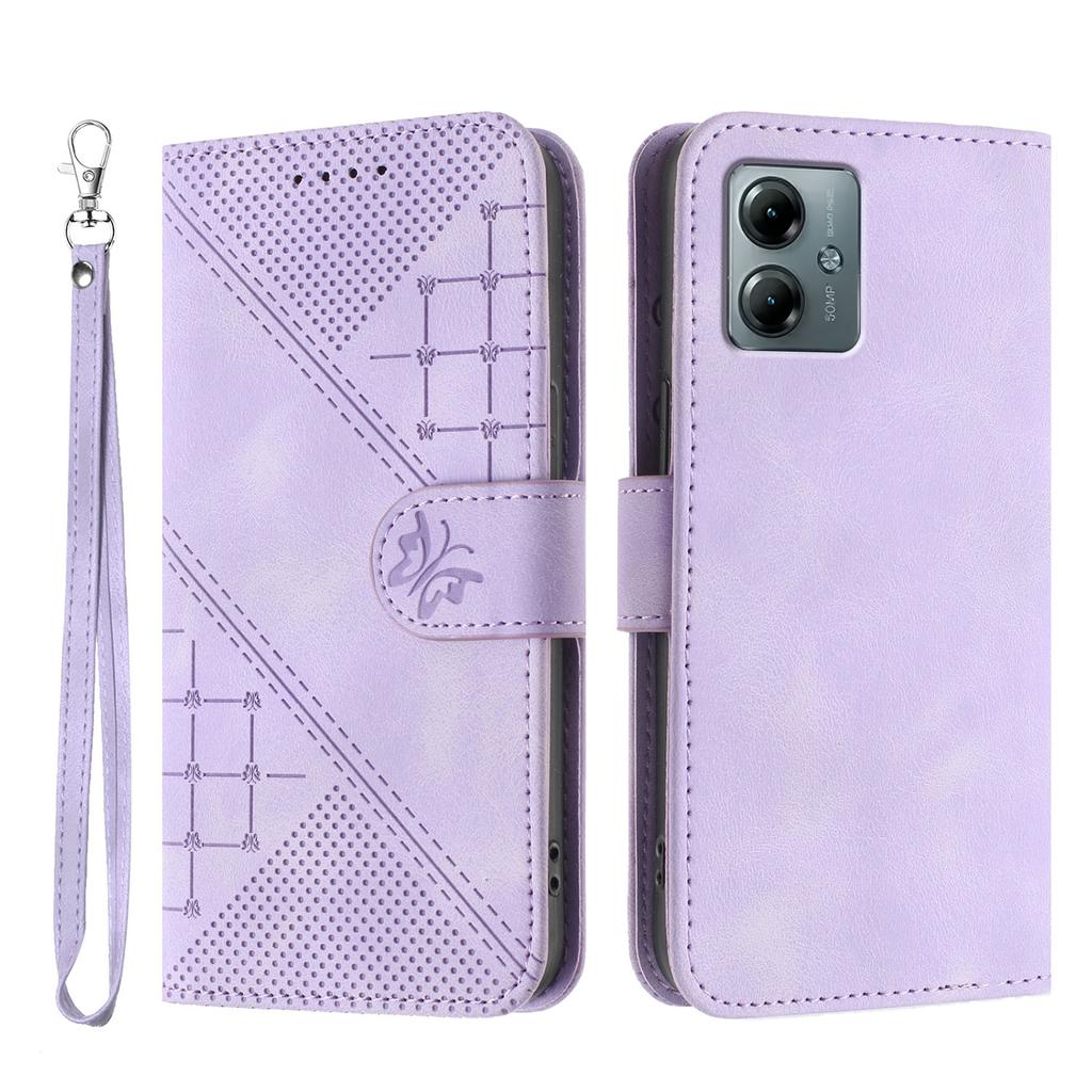For Motorola Moto G Power (2025)/Motorola Moto G Play (2025) 4G Leather Wallet Case Butterfly Flower Imprinted Phone Cover with Strap