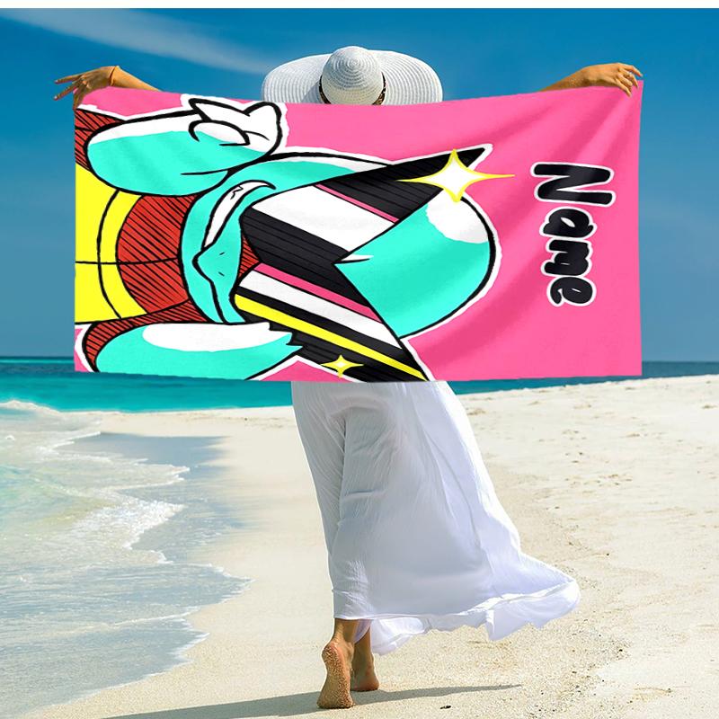 Personalized customized proof beach towel with Pokémon pattern - soft, absorbent,quick-drying,perfect swimming,camping&bathing