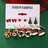Christmas Tree Bell Bow Drop Earrings Set - 6 Pieces