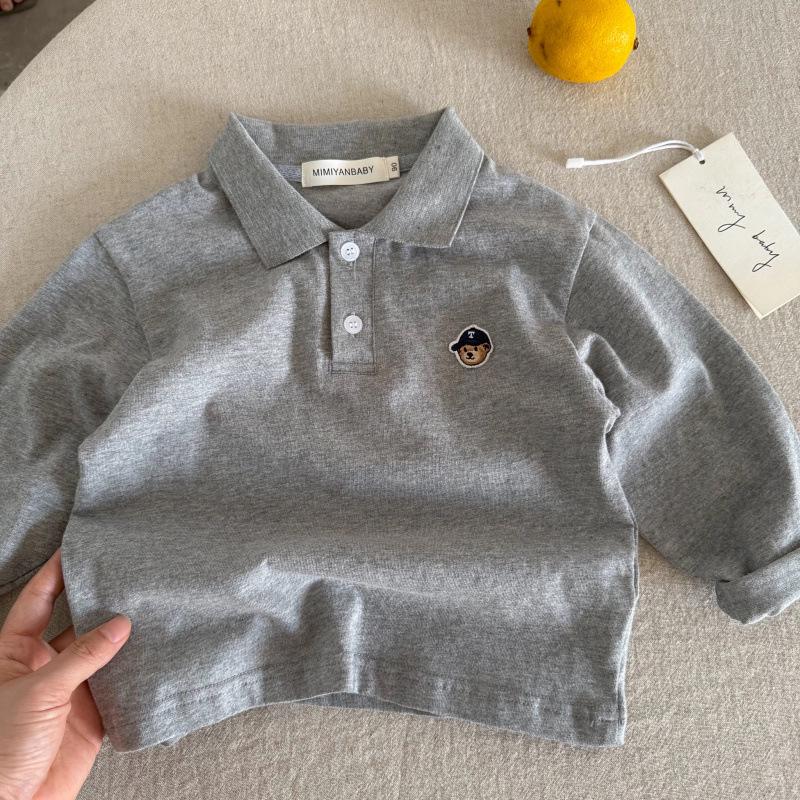 Детская полосатая рубашка поло - Осенний трендовый дизайн с мишкой для мальчиков и девочек