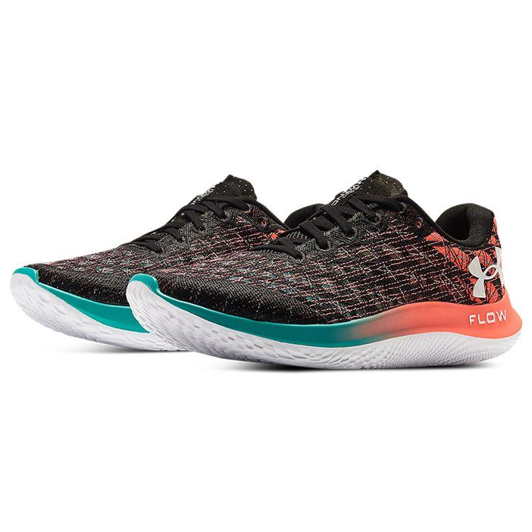 Under Armour Flow Velociti Wind 2 Удобная ткань Низкий верх Повседневные кроссовки для бега Мужские кроссовки Черно-оранжевые 3025652-002