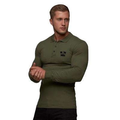 Do The Work Новые модные бренды Мужские с буквенным принтом Slim Fit Бодибилдинг Фитнес Осень Повседневная Спортивная хлопковая рубашка поло для спортзала плюс размер