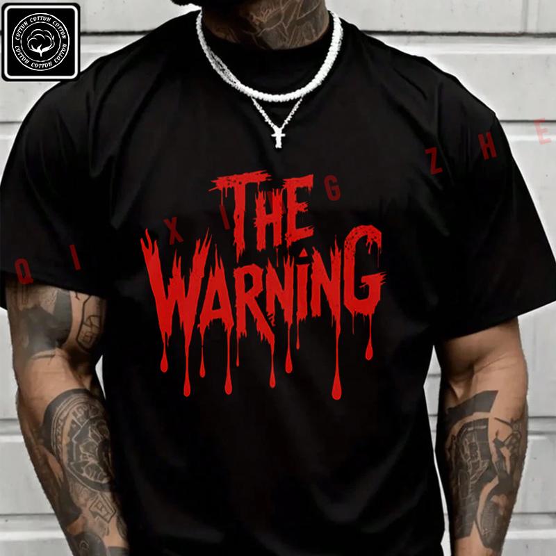 2026 Men T Shirt The Warning Graphic Print Motorcycle T-Shirt Men‘s Summer Short Sleeve Tops Tee