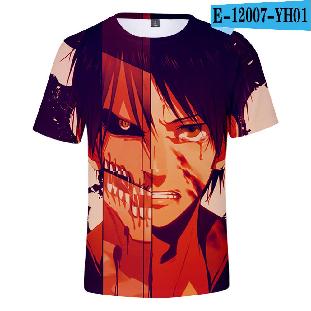 Men's 3D Color Printed Short Sleeved T-shirt with Street Fashion Around The Giant In Summer Anime Attack T-Shirts