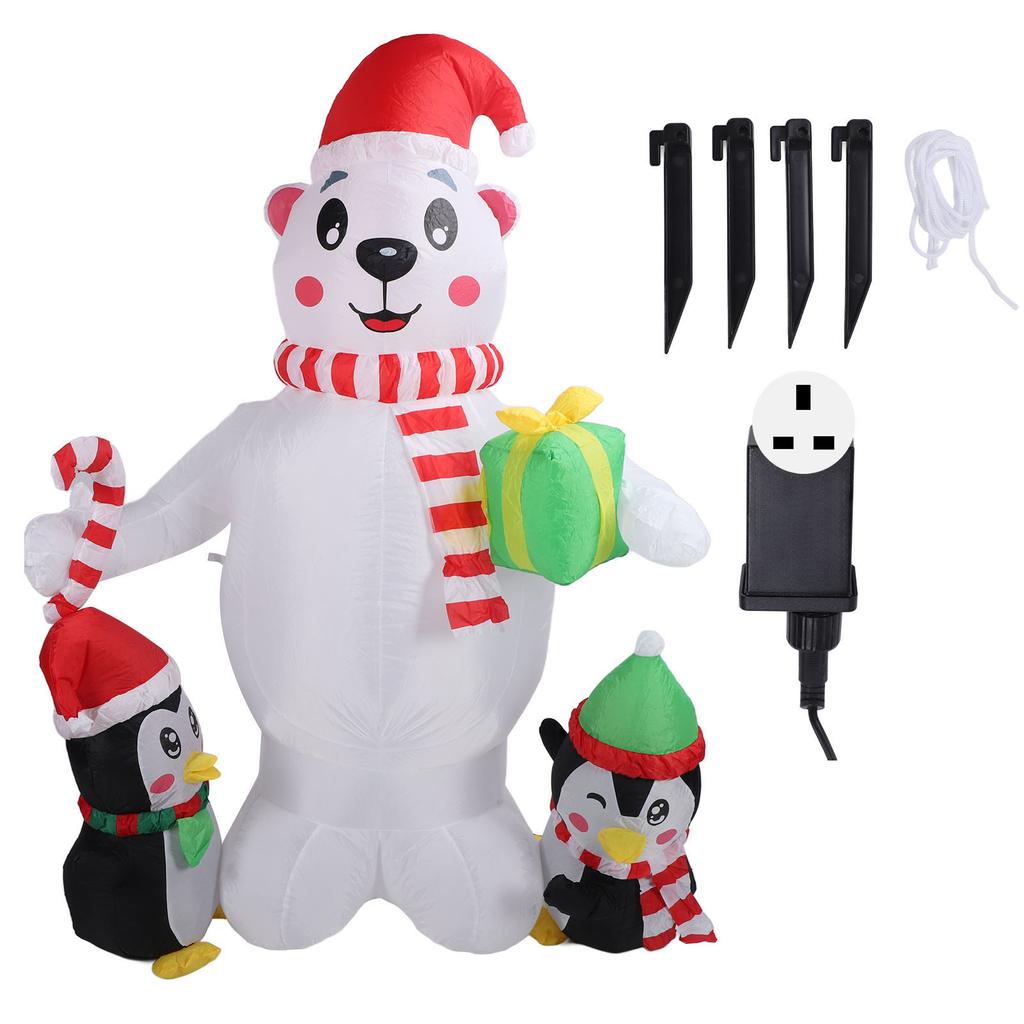5.9 футов надувное рождественское украшение Пингвин медведь с красочным светом милый надувной декор для двора
