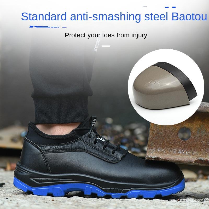 Обувь для страхования труда, мужская, водонепроницаемая и дезодорирующая, с низким верхом, со стальным чехлом, противоударная и противопрокольная защитная обувь