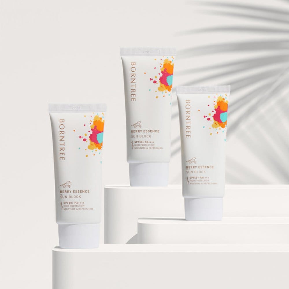 BORNTREE Нелипкий солнцезащитный крем/Солнцезащитный крем Berry Essence 50 мл SPF50+ PA++++ от раздражения глаз, 3 шт.
