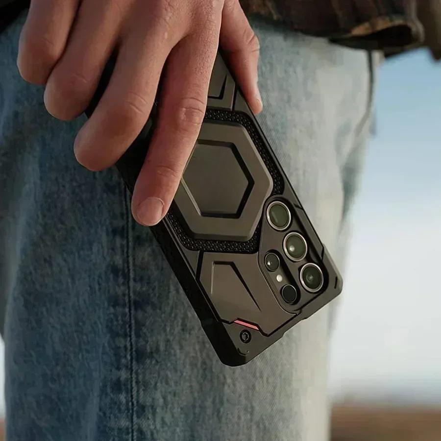 Чехол Monarch Pro Magnetic KEVLAR для SamsungS25 Ultra S23 S24 Plus Magnet Military Rugged Armor Shockproof Magsafe Protect Cover
