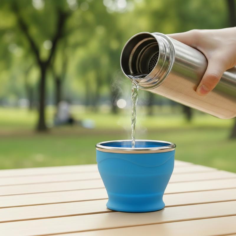Новая портативная силиконовая складная чашка для воды, уличная термостойкая телескопическая складная кружка с крышкой для путешествий, кемпинга
