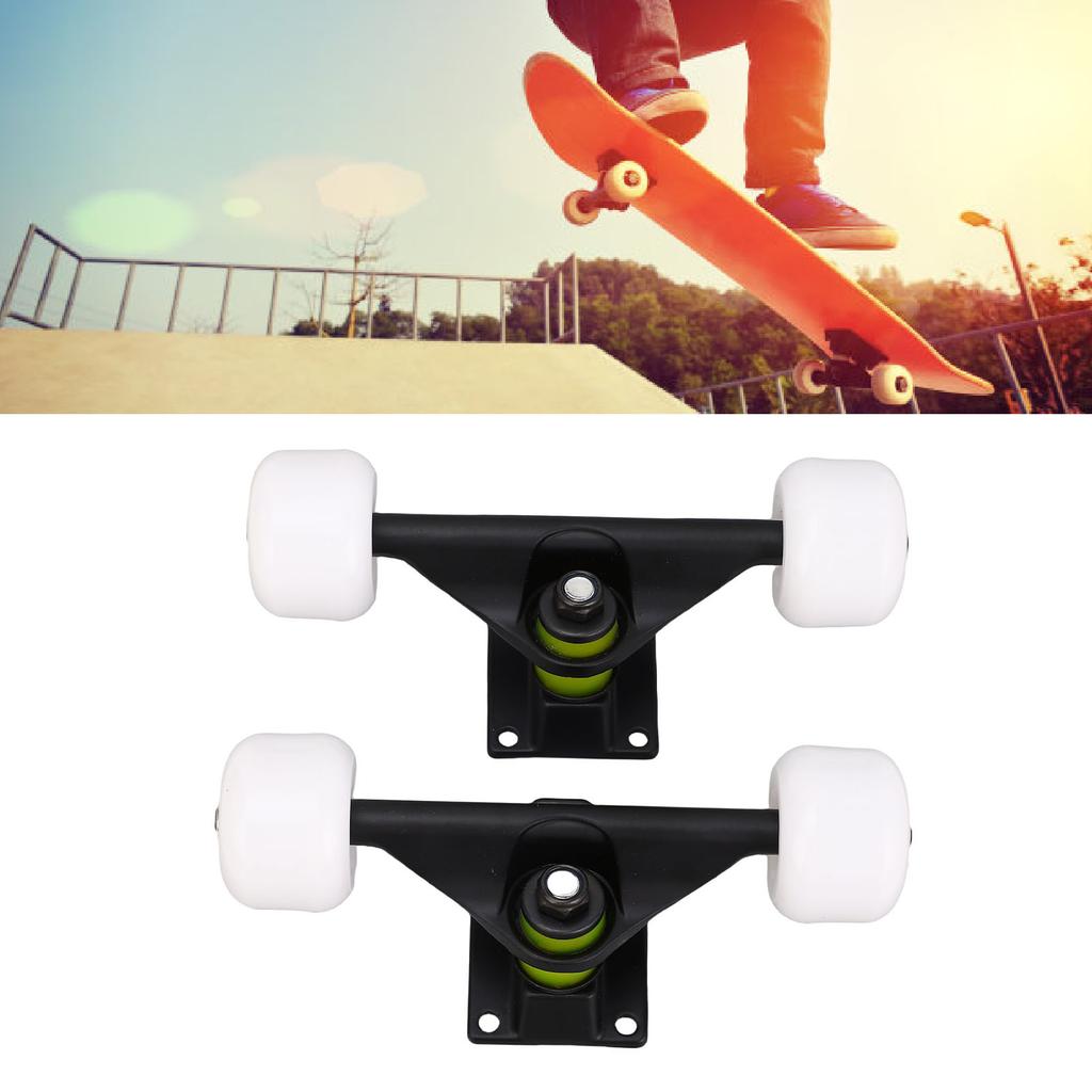 2PCS   Trucks Set with 4 Wheels Aluminum Alloy 5 Inch Shock Absorption  board Truck for Replacement