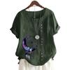 Women's Fashionable Round Neck Short Sleeve Top with Popular Floral Pattern in 11 Colors