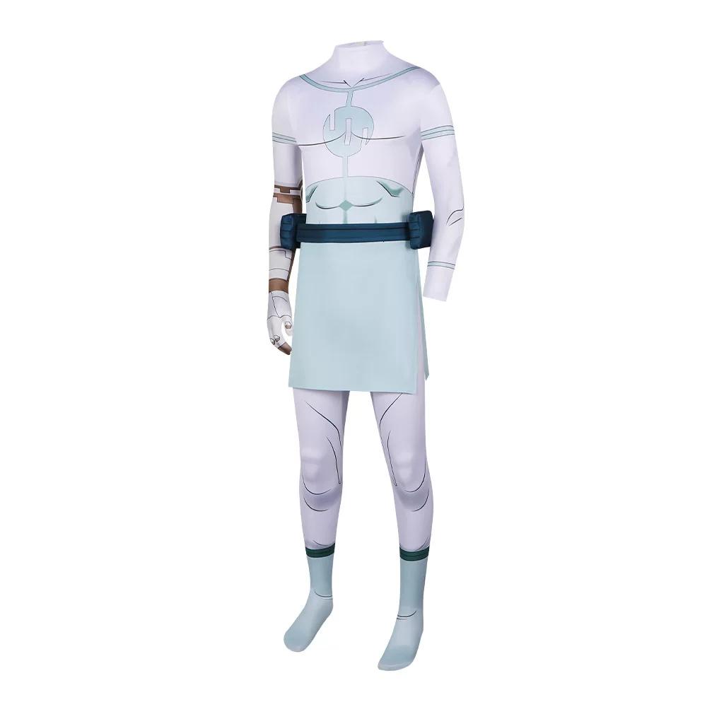 Invincible Conqueror Cosplay Costume, White Tight Jumpsuit Superhero Full Role Play Set