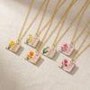 Flowers Birthday Necklace Month Design Sense Necklace Vintage Book Pendant Necklace  Jewelry