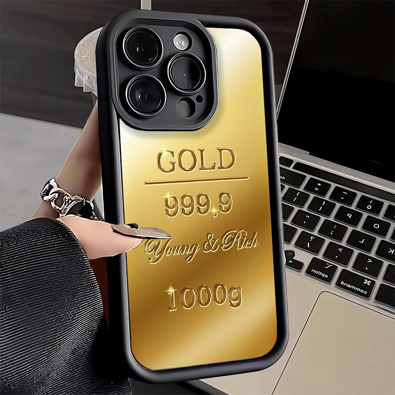 Чехол для телефона iPhone 17 Air 16E 15 16 Pro Max с тонкой золотой узорной печатью 14 Plus 13 12 Mini Мягкий силиконовый чехол Fundas